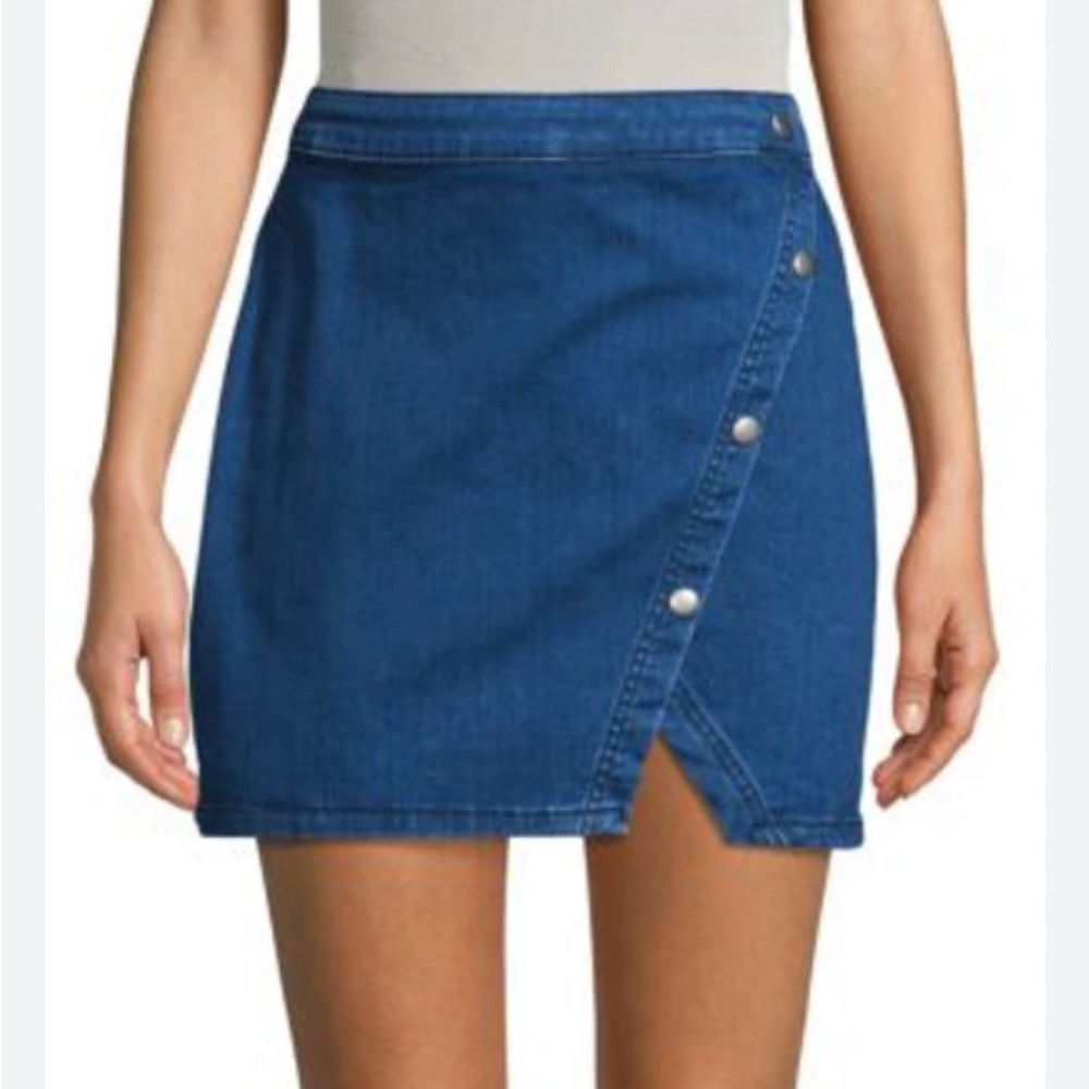 Like new Perfect Free People We the Free Denim Notched Mini Skirt - Picture 2 of 9